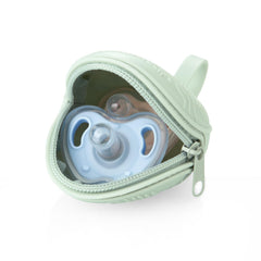 PandaEar silicone pacifier pouch with a metal zipper for easy, secure access.