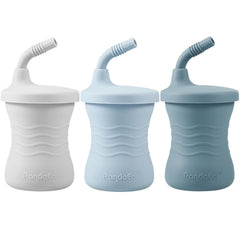 PandaEar silicone training cup dark blue front view for easy sipping transitions
