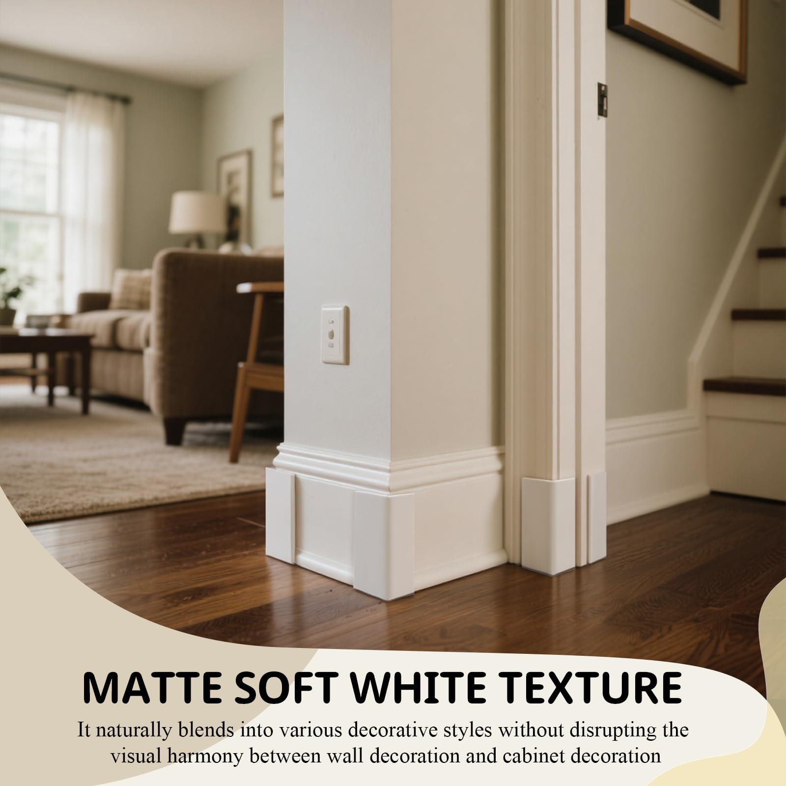 Pangda matte white corner blocks blend with decor.