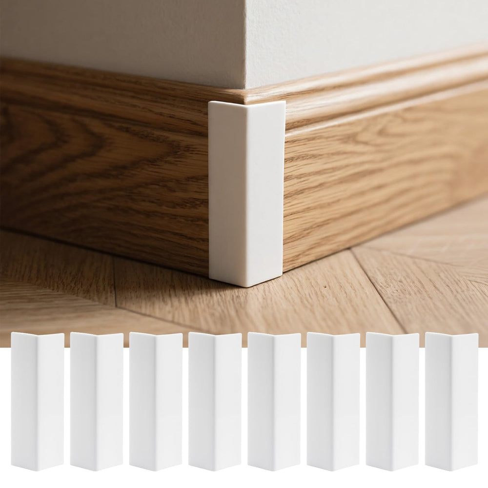Pangda baseboard corner blocks white 8pcs main view shows wall protection and cushioning.