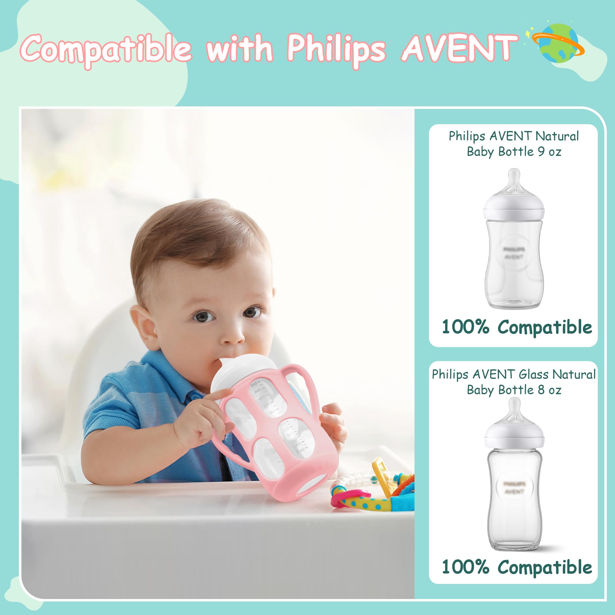 Dishwasher-safe silicone bottle sleeve for quick cleaning.