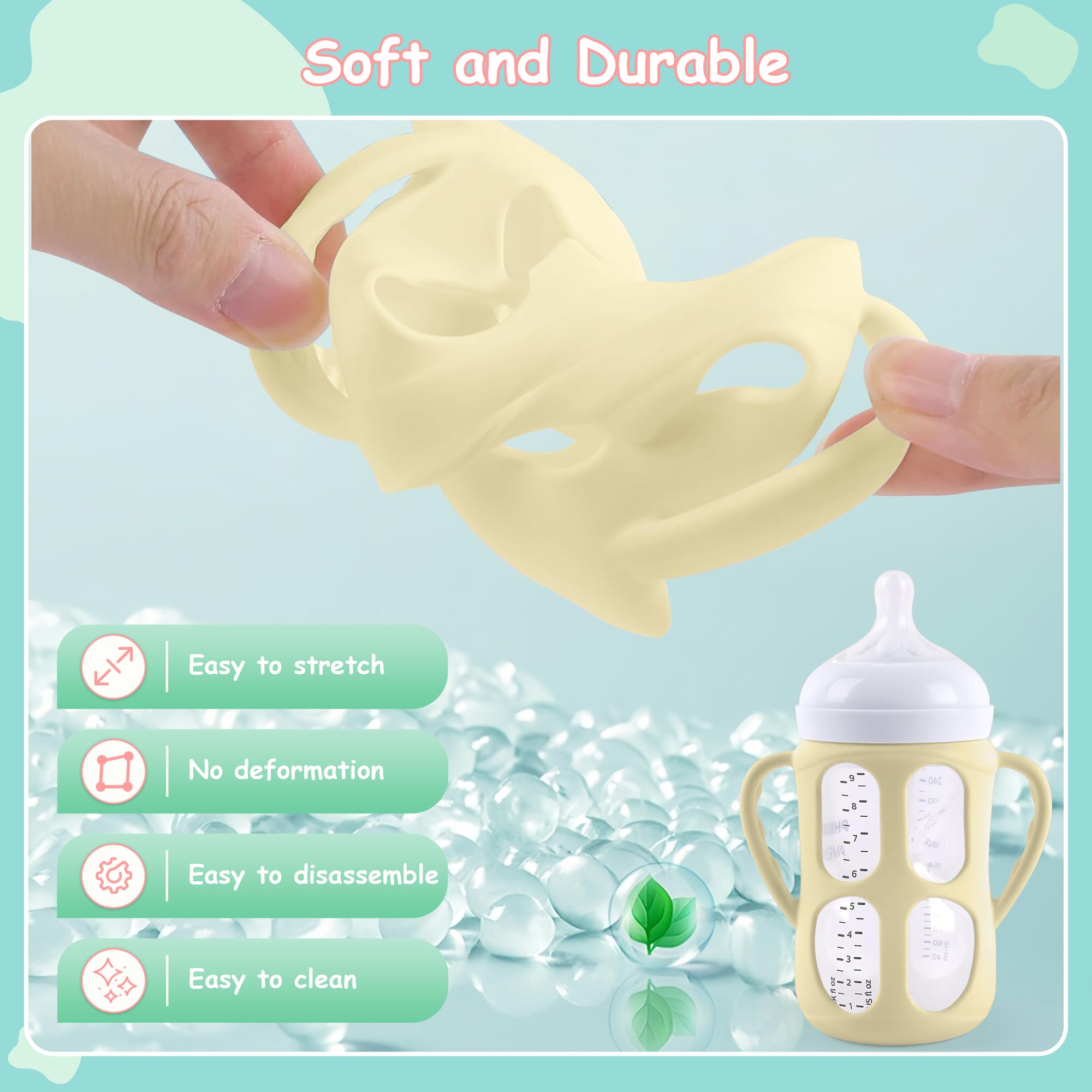 PANIMOSI Avent glass bottle sleeve protects a soft silicone surface.