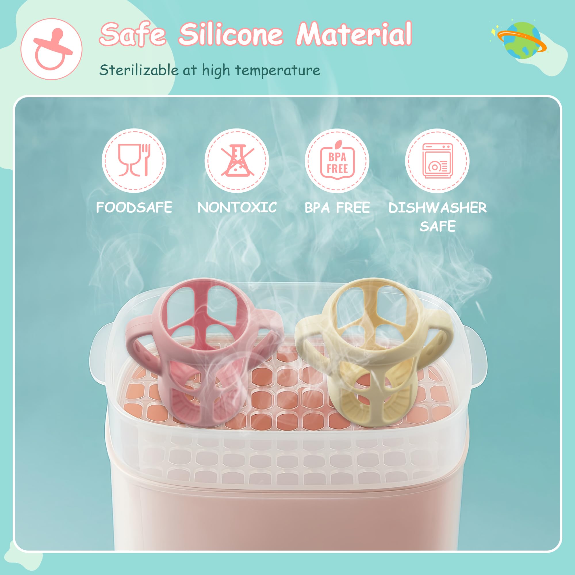 Heat-retaining silicone sleeve helps keep bottle warmth during feeding.