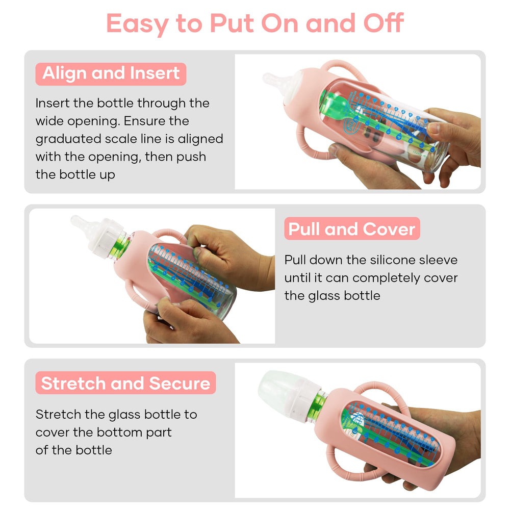 Panimosi silicone bottle sleeve is dishwasher-safe and microwave-safe for flexible cleaning.
