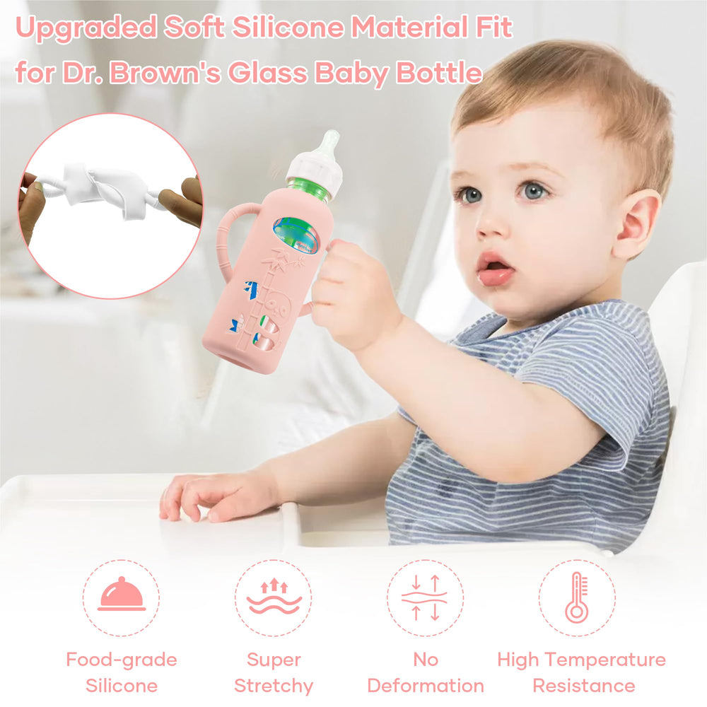 Panimosi bottle sleeve closeup cutout highlights milk level visibility during feeding.