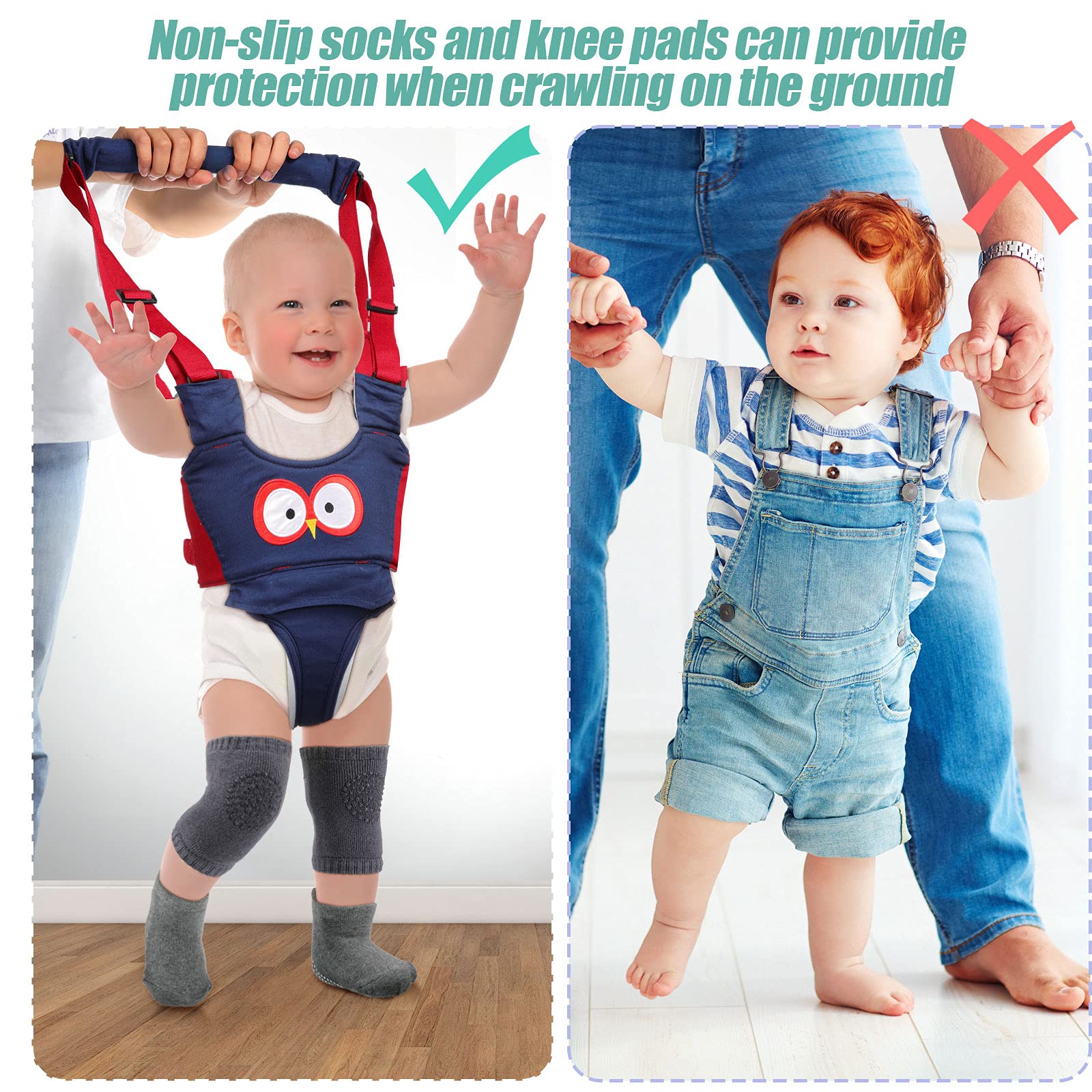 Panitay packaging shows harness plus knee pads and socks for complete set