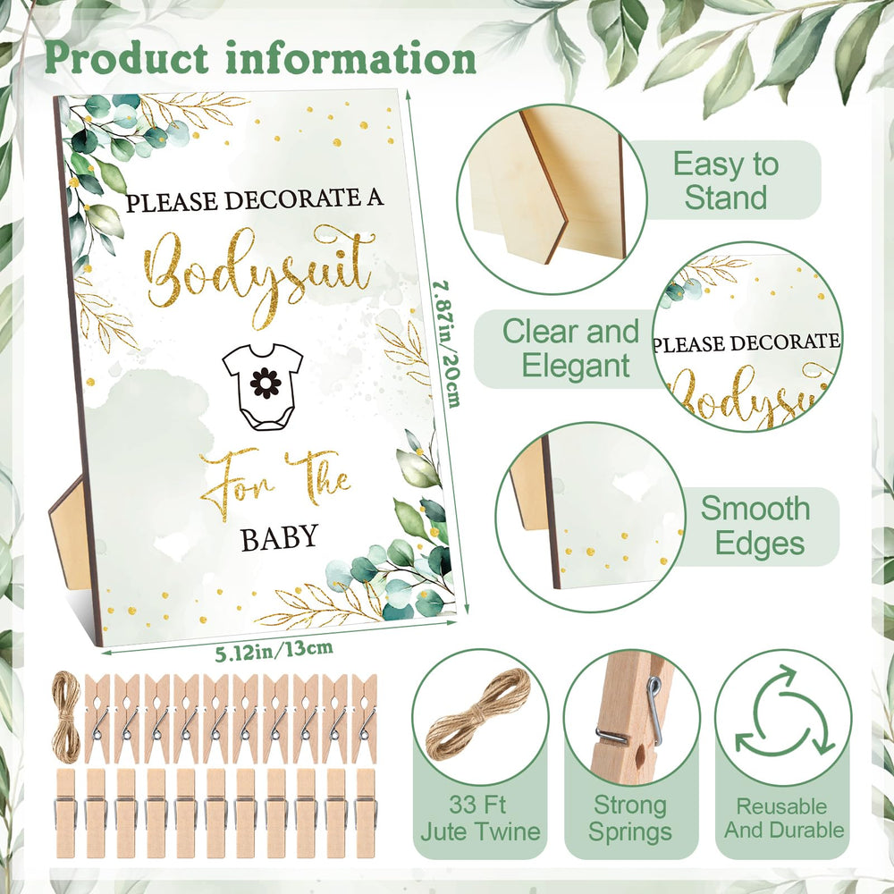 Panitay wooden baby shower sign showcases rustic theme and tabletop game ideas.