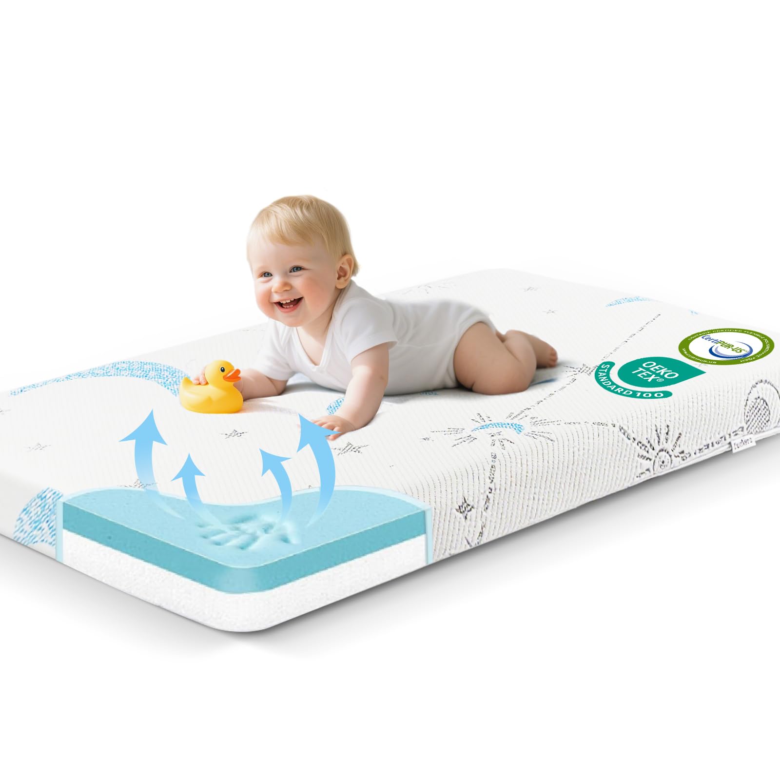 PanKers Pack and Play Mattress dual firmness supports infants and toddlers