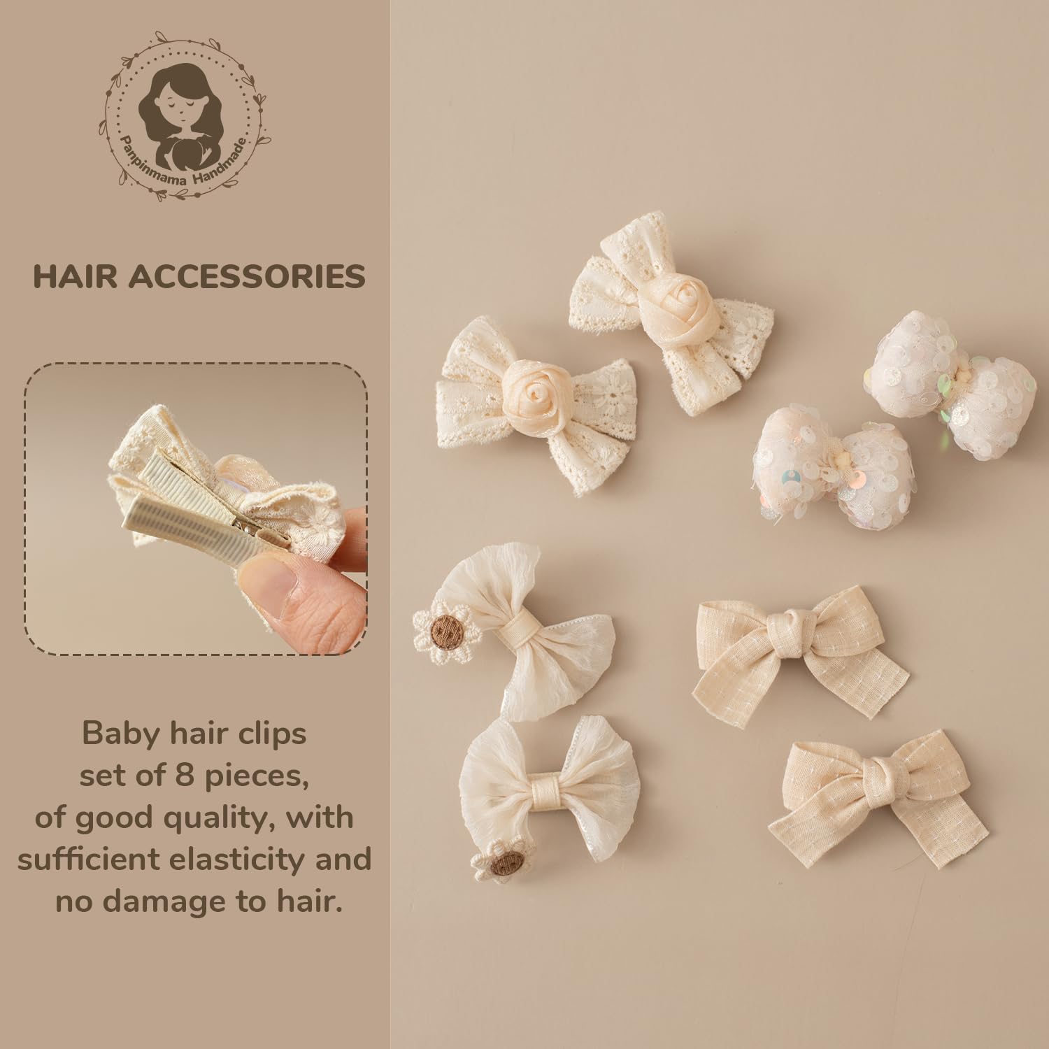 panpinmama handmade quality bows highlighting craftsmanship for delicate baby hair