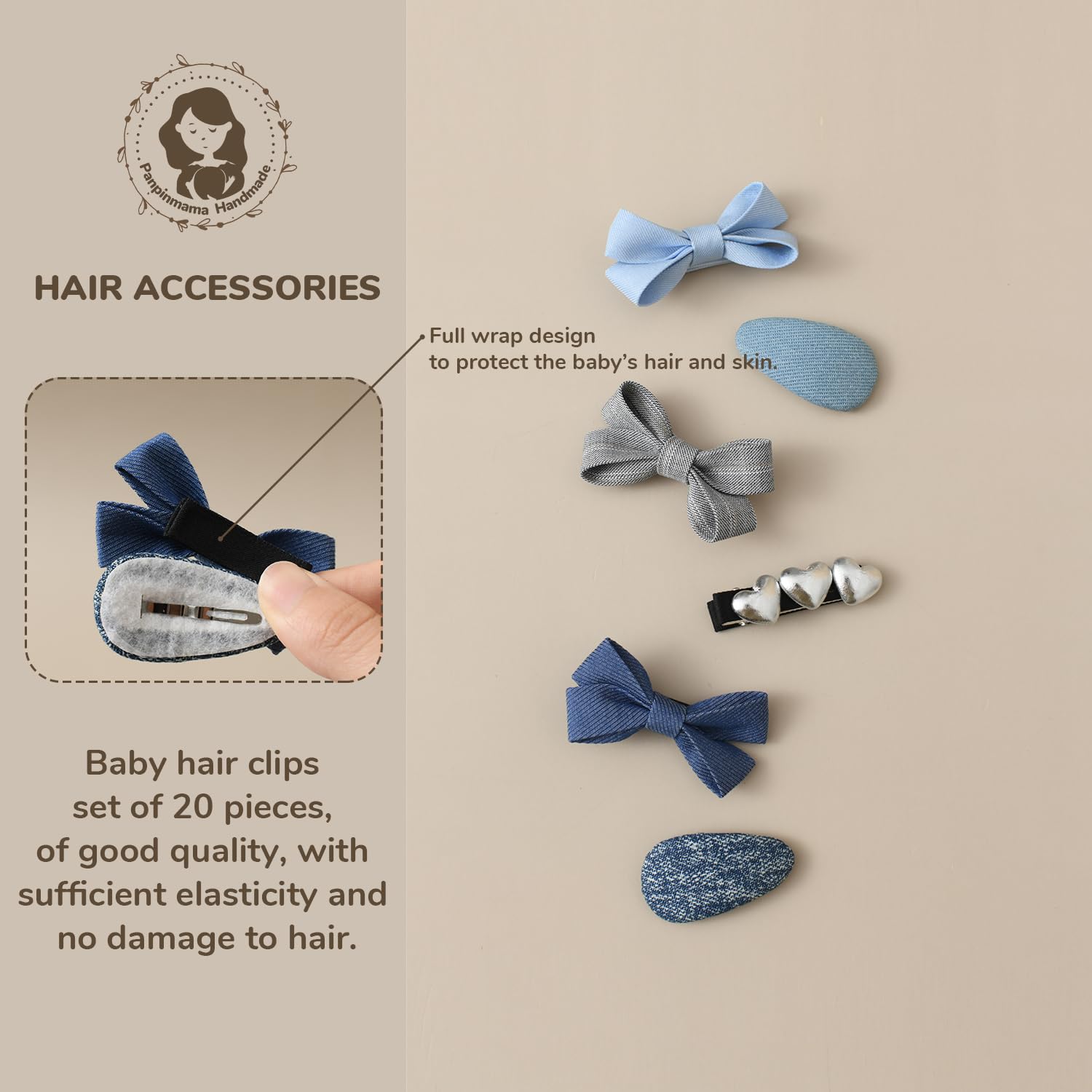 Panpinmama soft-material closeup clip demonstrates gentle feel for delicate infant hair