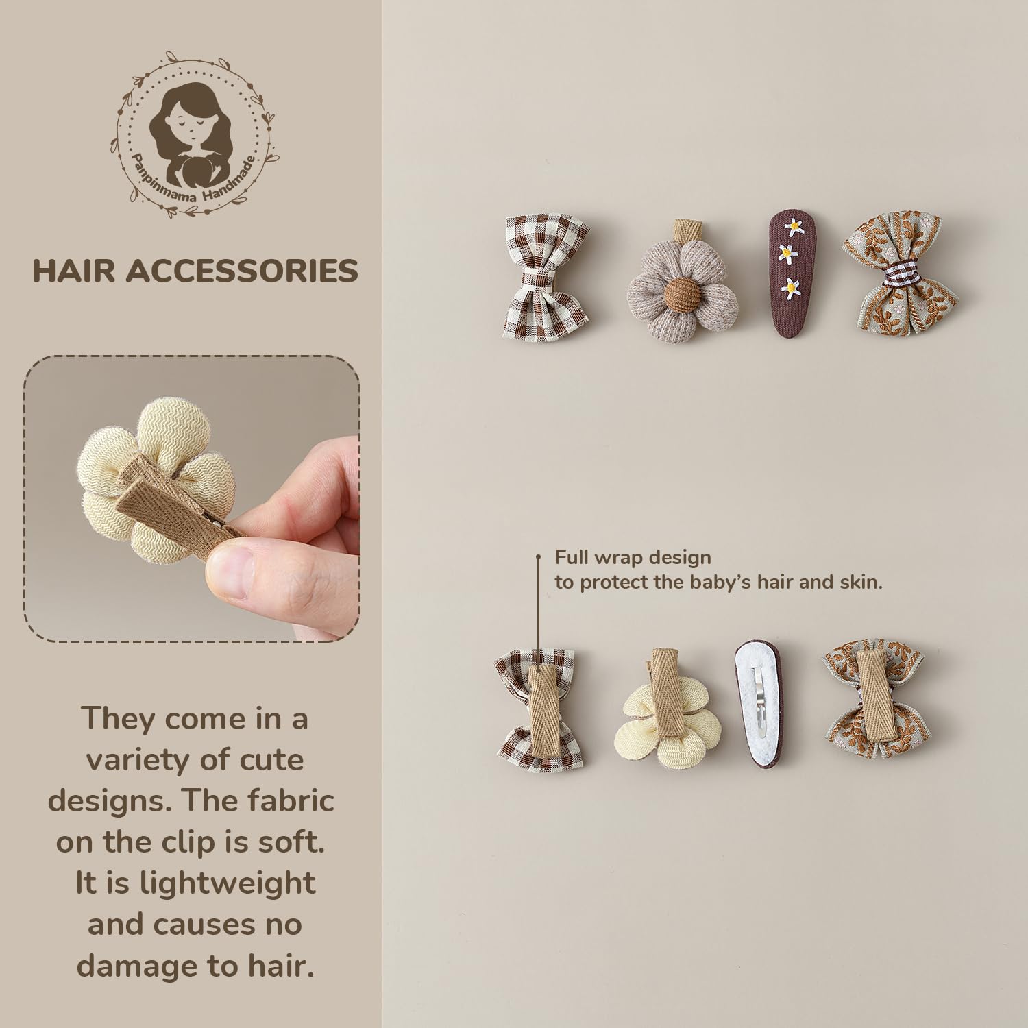 Panpinmama tiny-2in-baby-bow close-up demonstrates soft fabric against scalp.