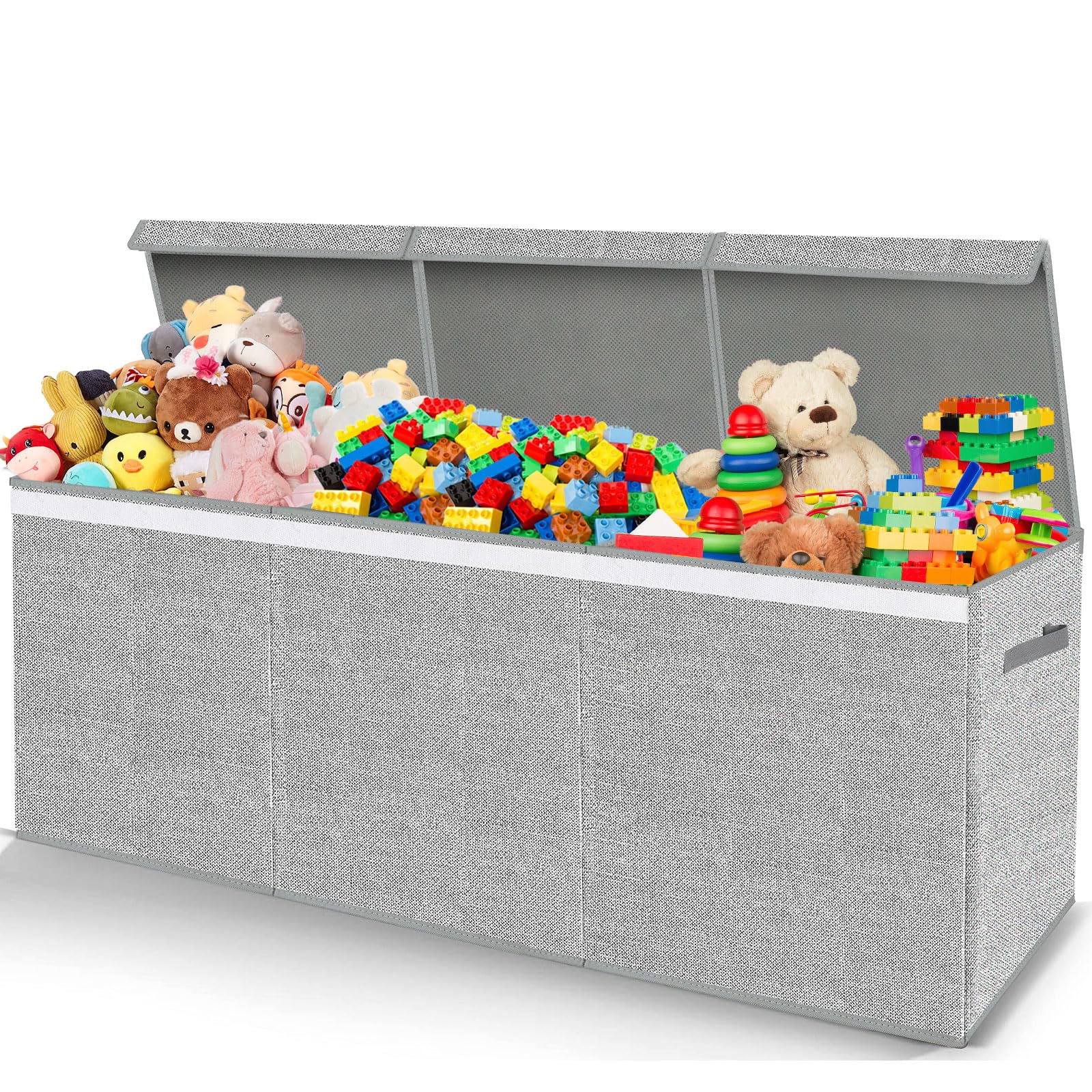 Pantryily extra-large toy box collapsible storage shows spacious organization for living rooms.