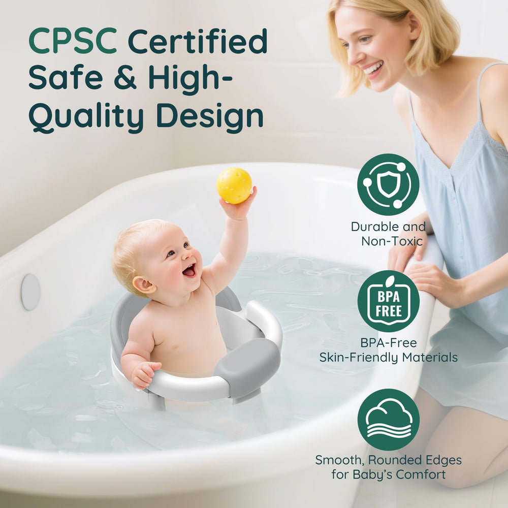 PANUSU baby bath seat ergonomic backrest supports comfortable bathing posture.