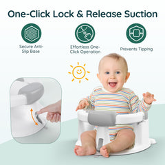 PANUSU bath seat 360 wraparound frame provides stable upright support during bathing.