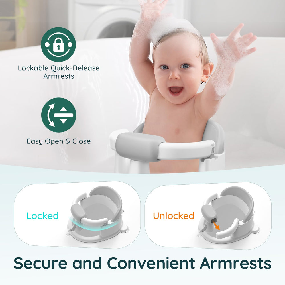 PANUSU bath seat anti-slip cushion minimizes movement for a comfy bath.