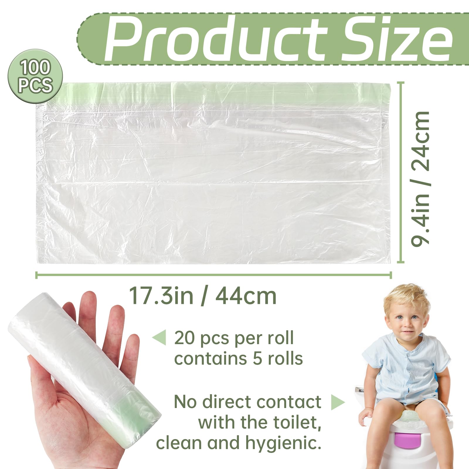 Panxxsen potty liner drawstring close-up highlights secure knot-and-dispose feature