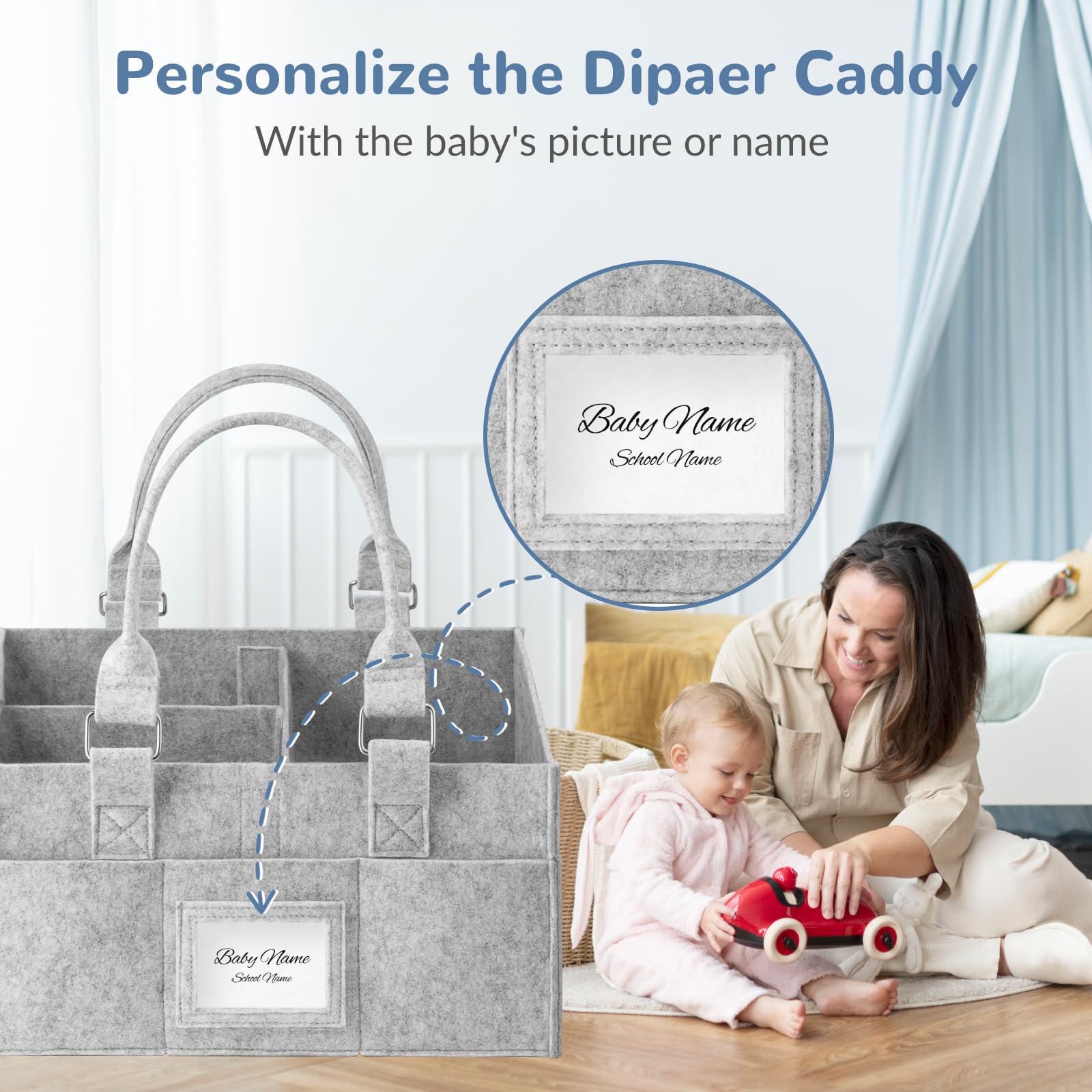 PaoveFor diaper caddy organizer collapsible folded design demonstrates space-saving storage.