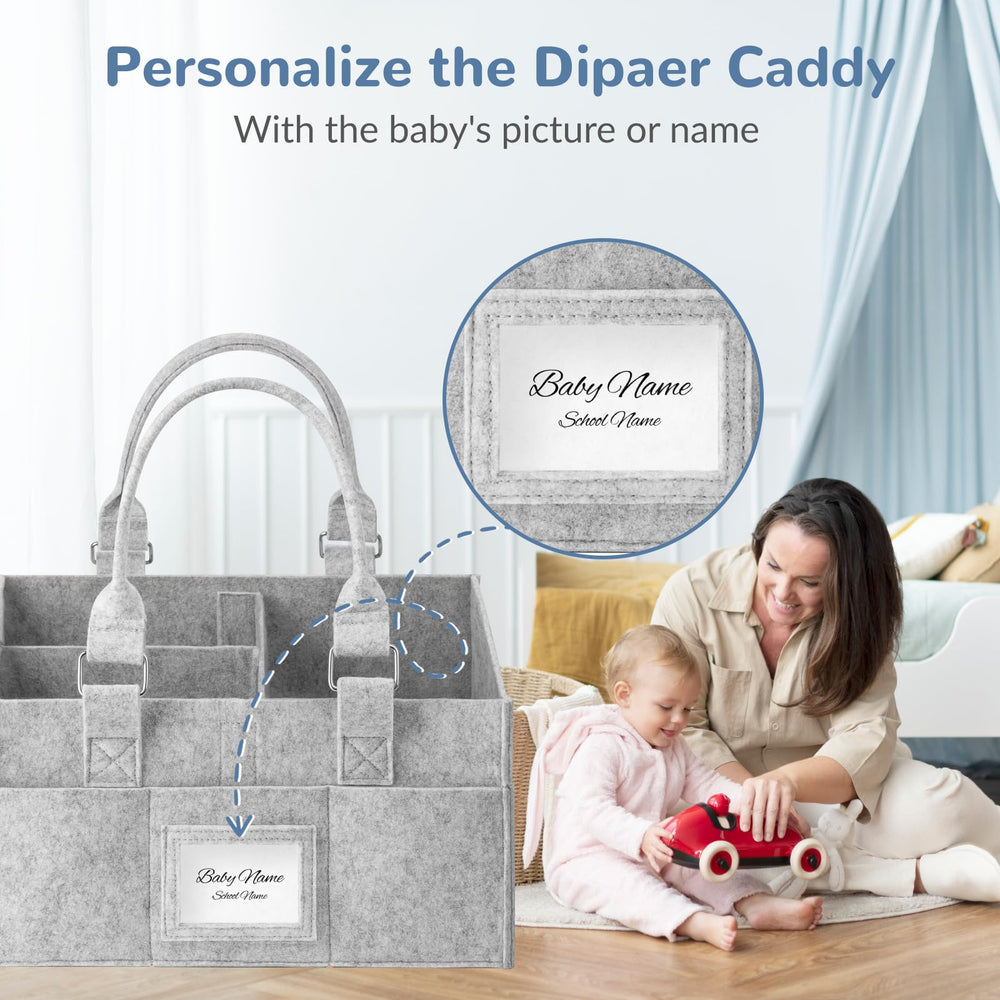PaoveFor diaper caddy organizer collapsible folded design demonstrates space-saving storage.