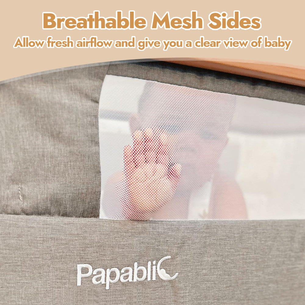 Papablic 4-in-1 bassinet adjustable height with six levels for sleepers and parents.