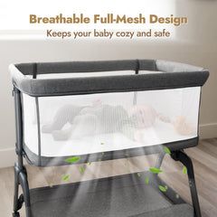 Papablic baby bassinet sturdy-frame reinforced-y-legs promote stable bedside support