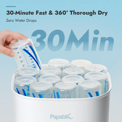 Papablic Bottle Sterilizer Pro Max stacked configurations illustrate adjustable layout for pumping parts