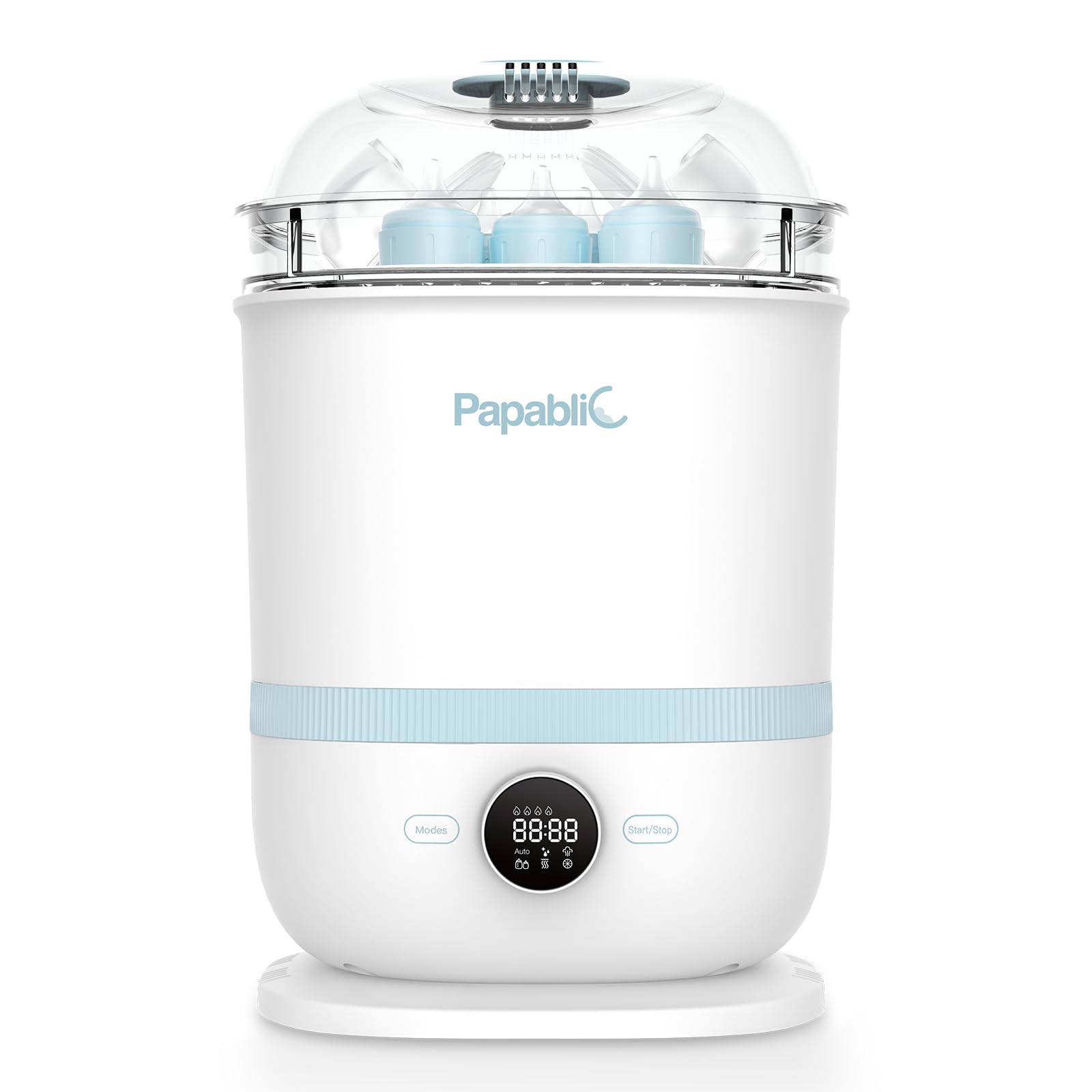 Papablic Bottle Sterilizer Pro Max top view shows spacious capacity for 13 bottles