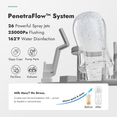 Papablic Bottle Washer Pro control-panel angled view enables easy one-handed operation.