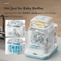 Papablic Bottle Washer Pro spray-nozzle closeup demonstrates precise cleaning for bottles and parts.