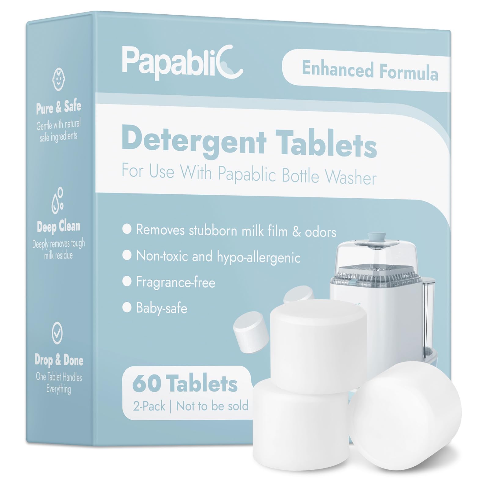 Papablic clean bottles with pleasant odor removal and freshness.