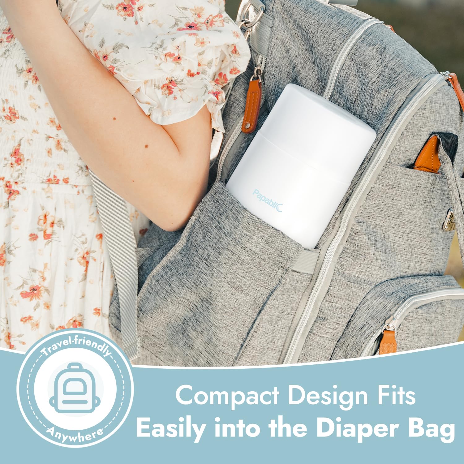 Papablic fast-heat feature warms milk quickly during on-the-go feeds.