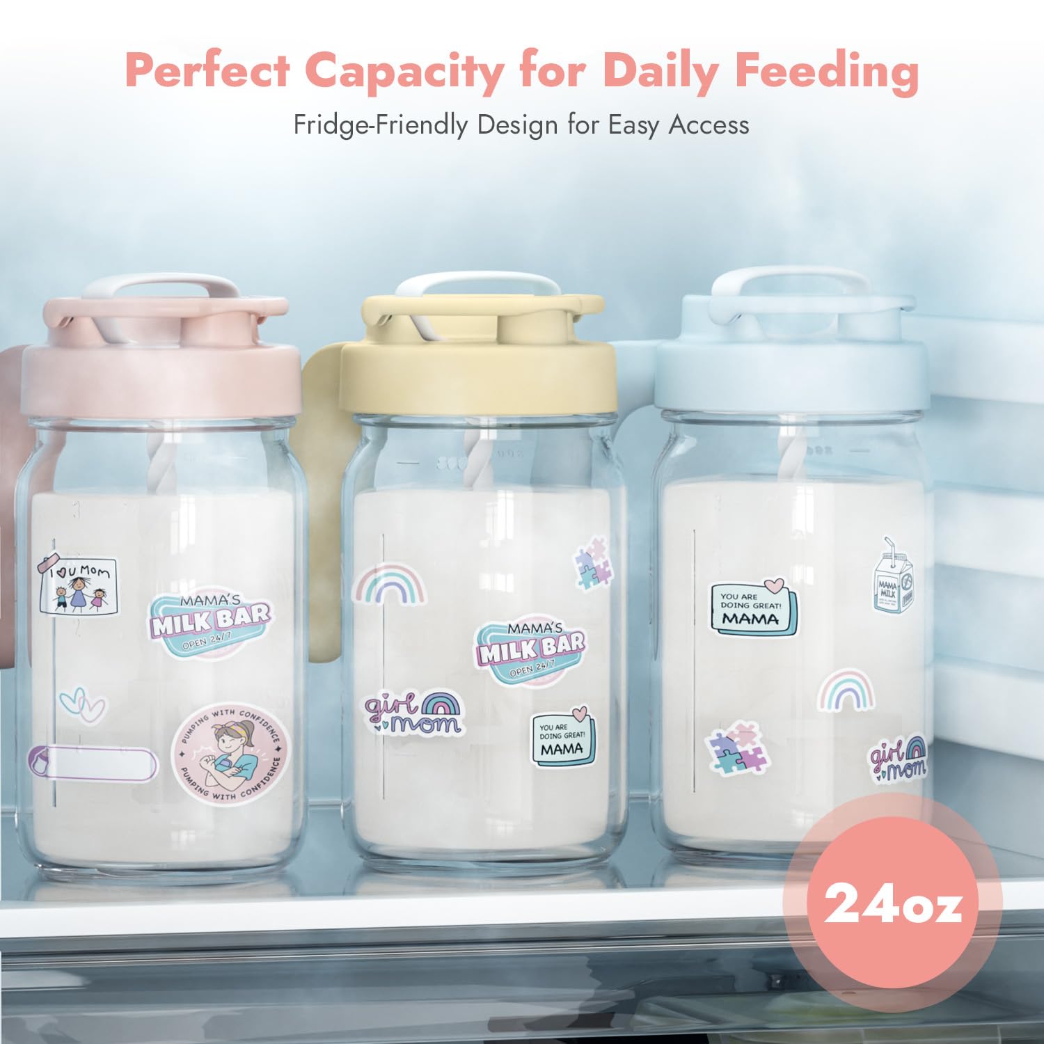 Papablic BPA-free lid on pink-accented glass pitcher for safe storage
