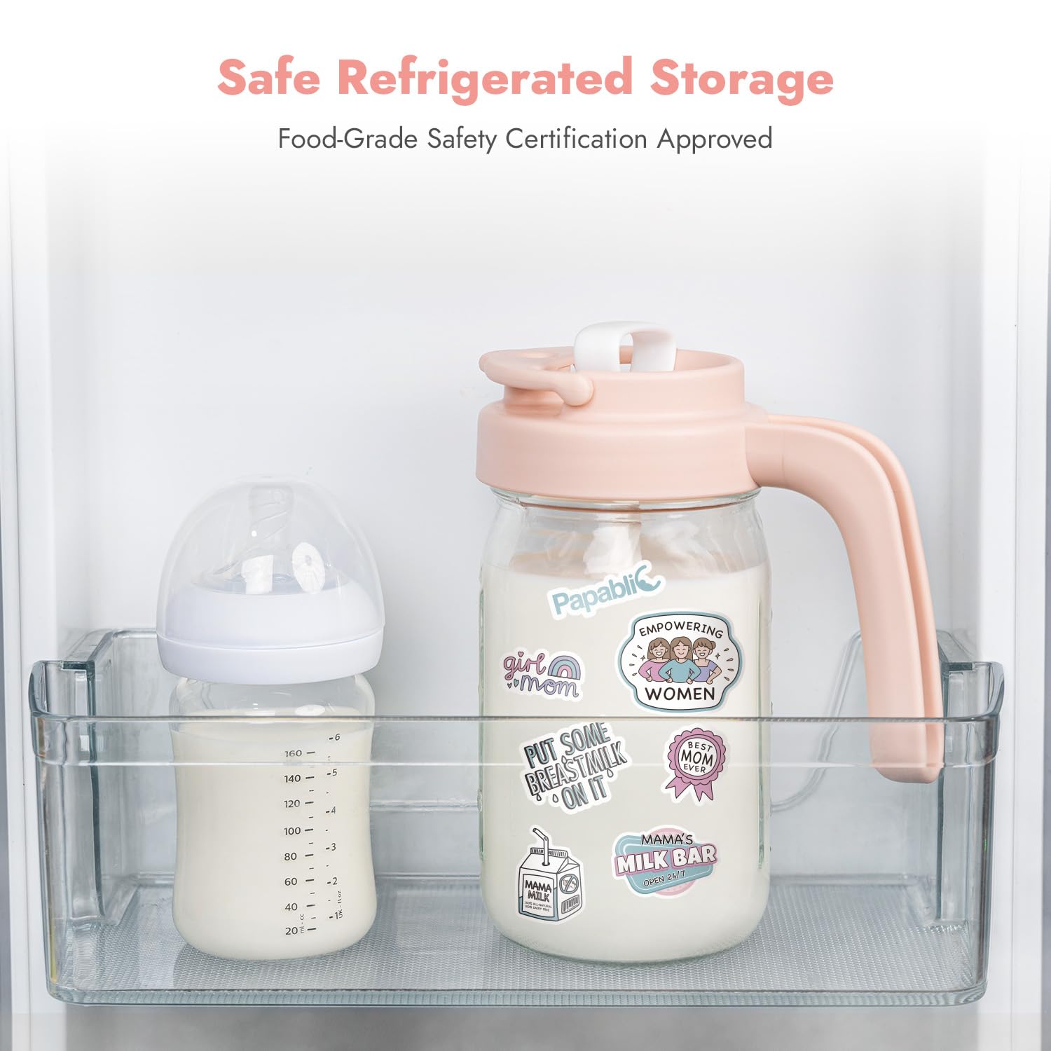 Papablic glass breastmilk pitcher easy-clean surface for daily use