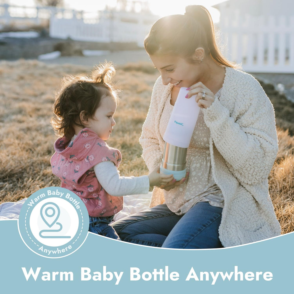 Papablic portable design fits in a diaper bag for travel.