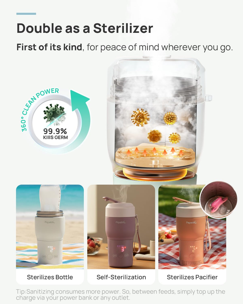 Papablic Pro portable bottle warmer wide-mouth design eases cleaning