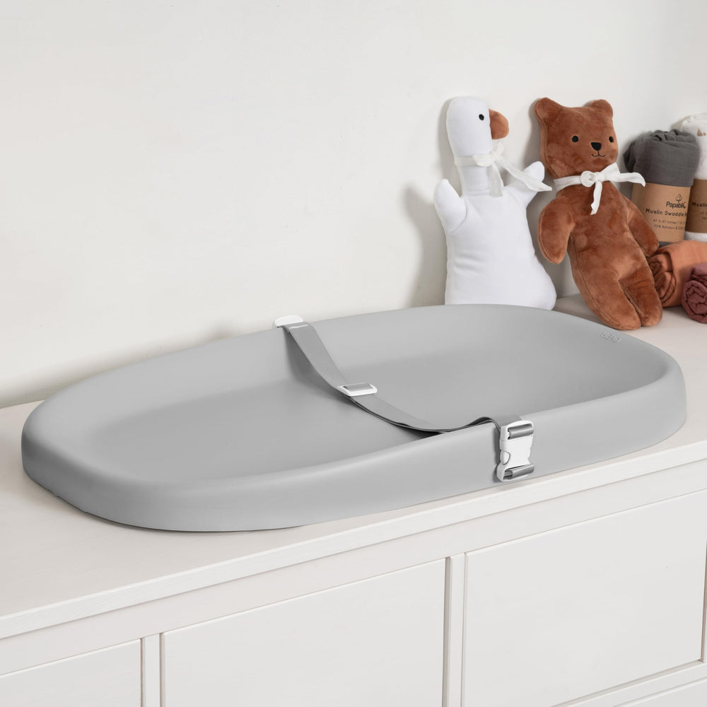 Papablic wipeable changing pad top view shows easy-clean surface for quick tidy-ups
