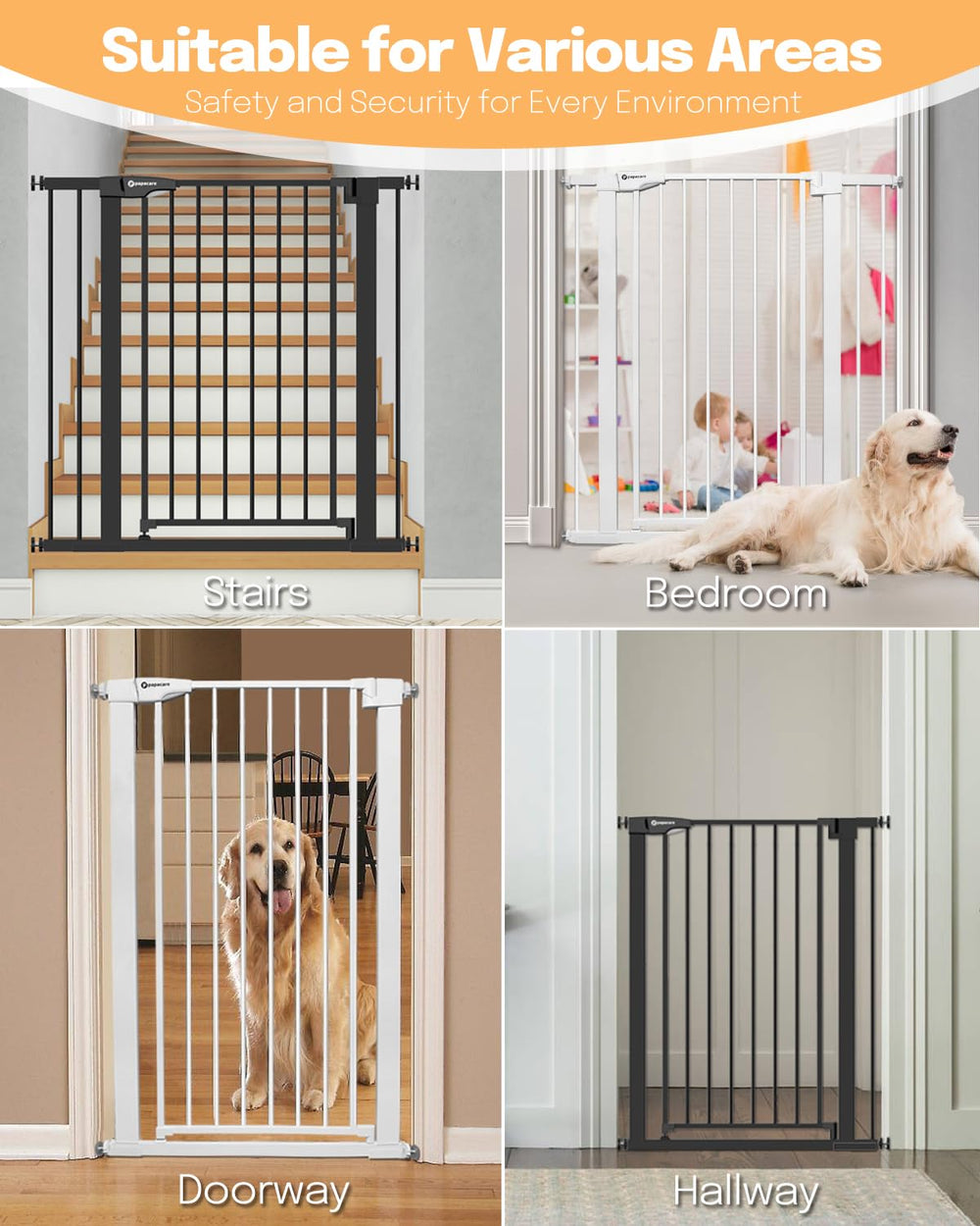 Papacare 42in gate ideal for babies and pets at home.