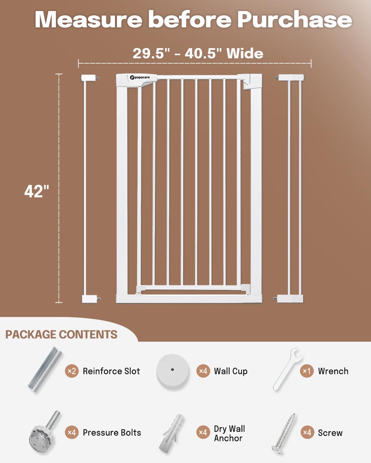 Papacare pressure-mount installation demonstrates tool-free setup.