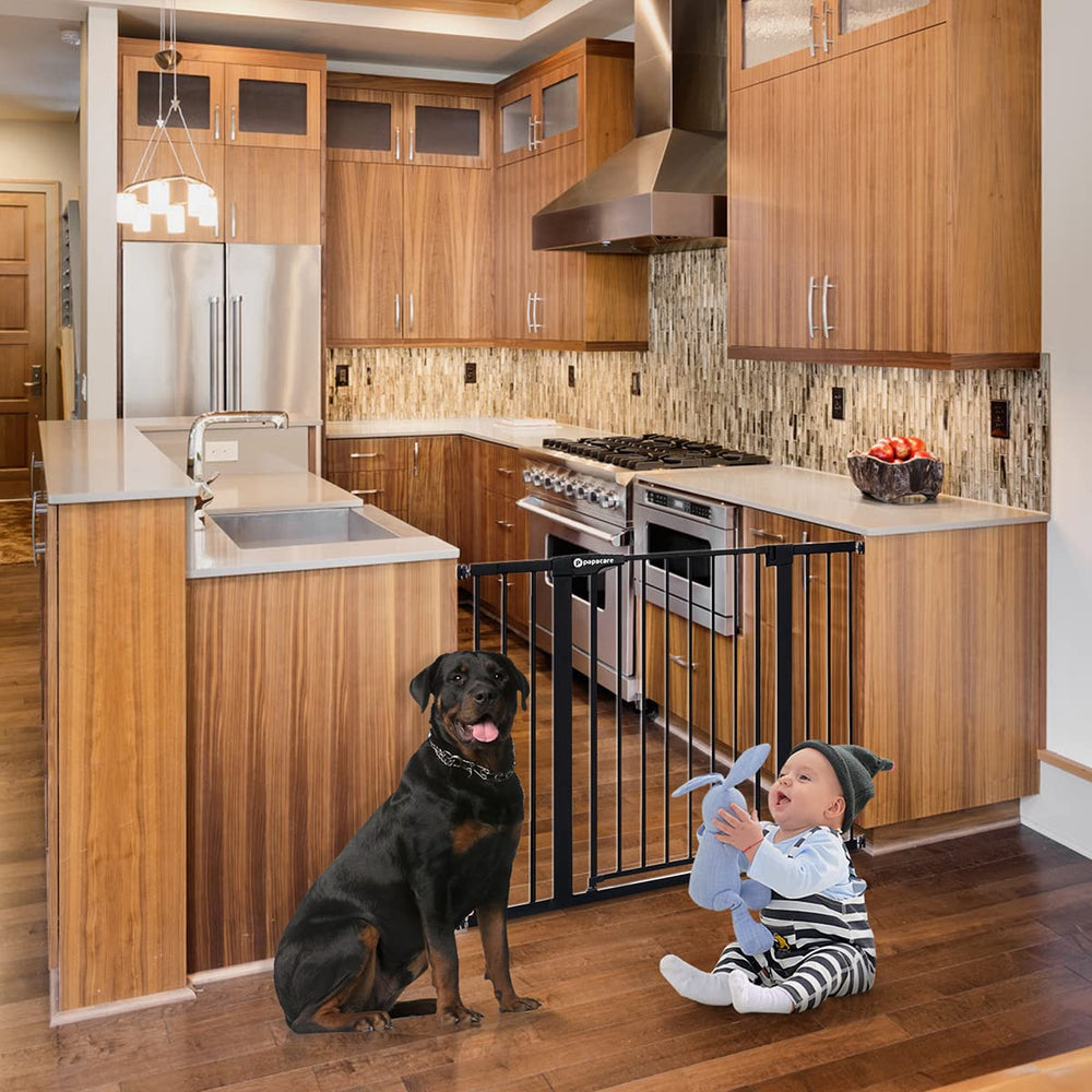 Papacare gate in a wide doorway offers convenient baby and pet control.