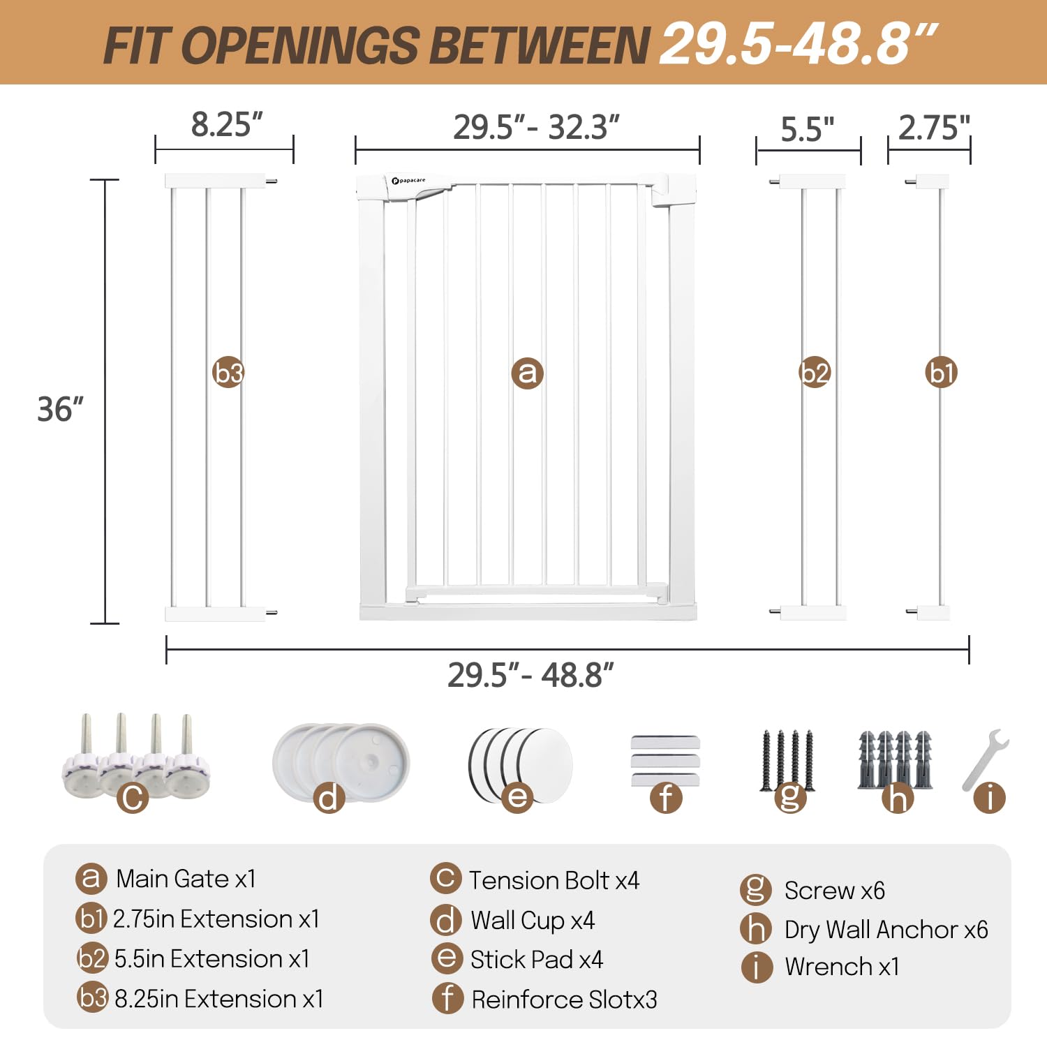 Papacare product-in-use gate in doorway keeping pets and kids safe.