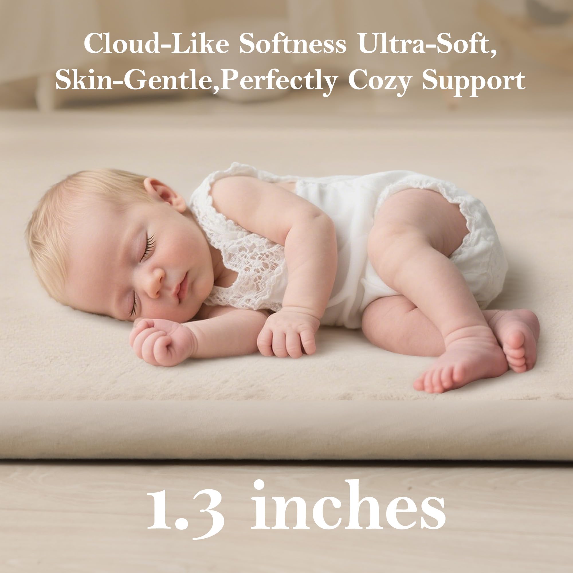 PapaMama coral-velvet surface mat provides a soft touch for baby skin.