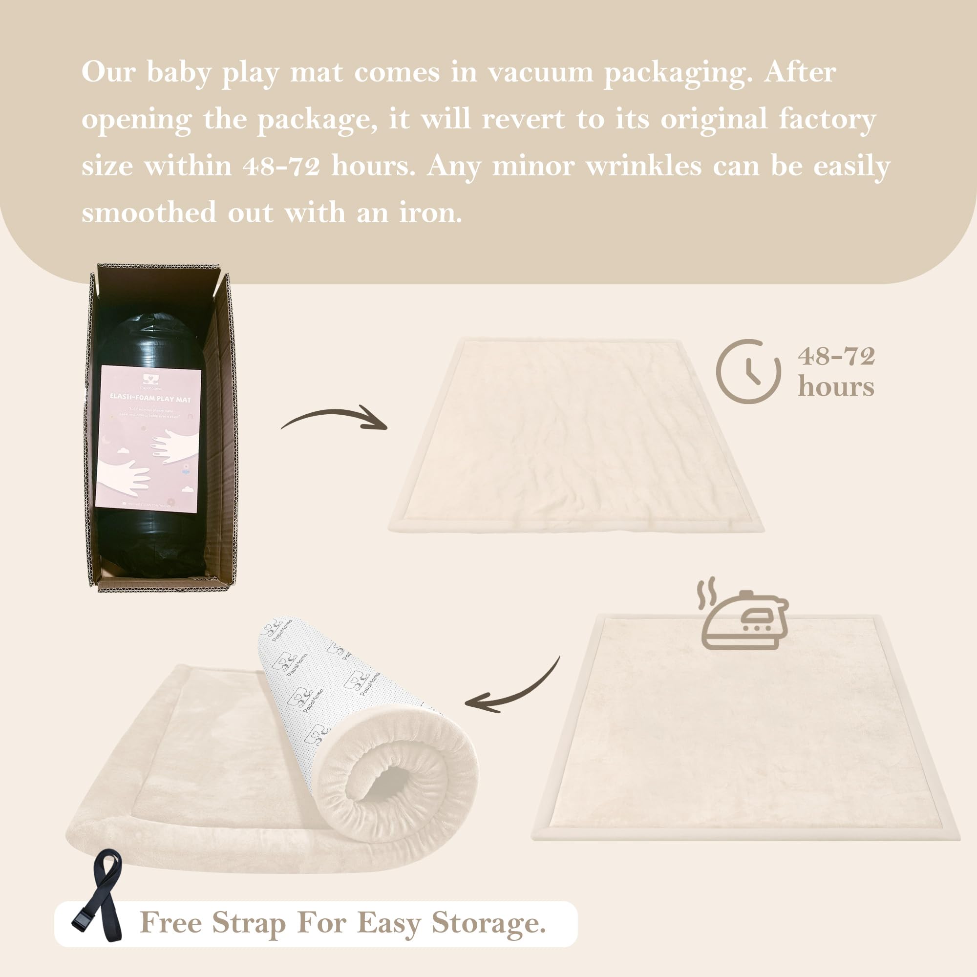 PapaMama folded storage demonstrates easy transport and compact storage.