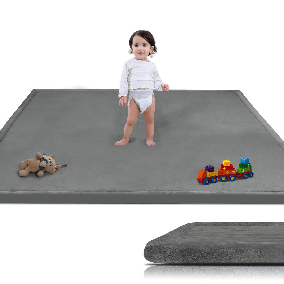 PapaMama Baby Play Mat front view with spacious play area for safe exploration