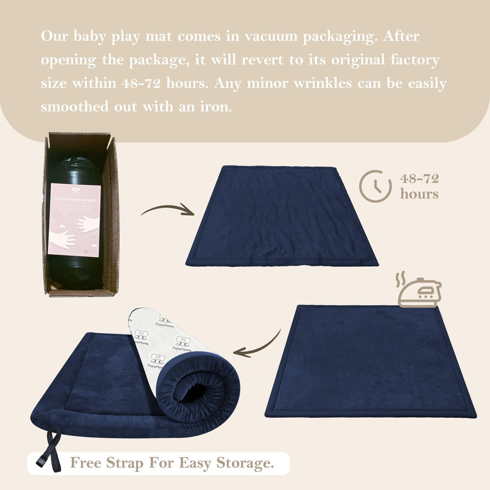 PapaMama baby play mat in living room setting supports safe, comfortable play.