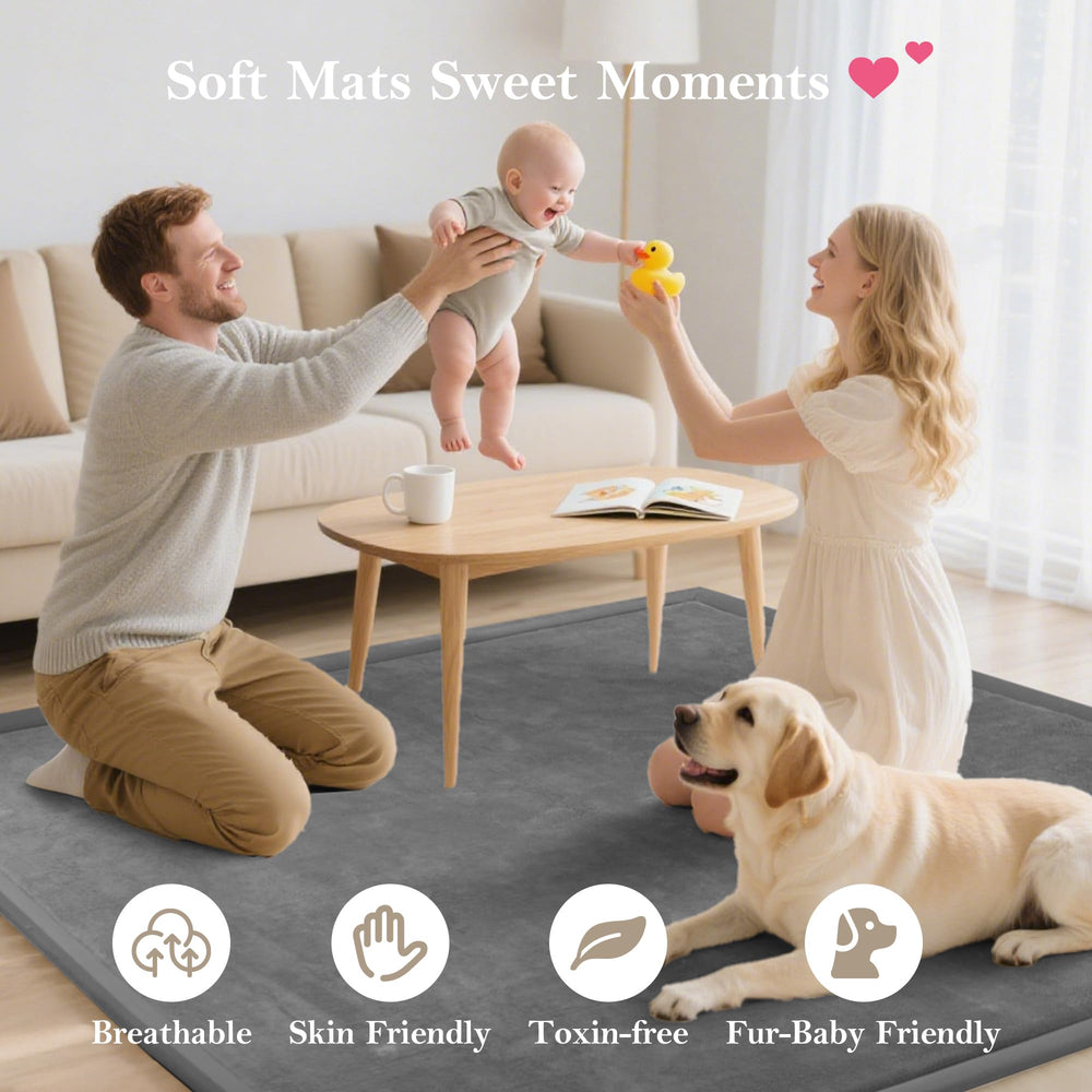 PapaMama Baby Play Mat non-slip backing keeps mat stable during crawls