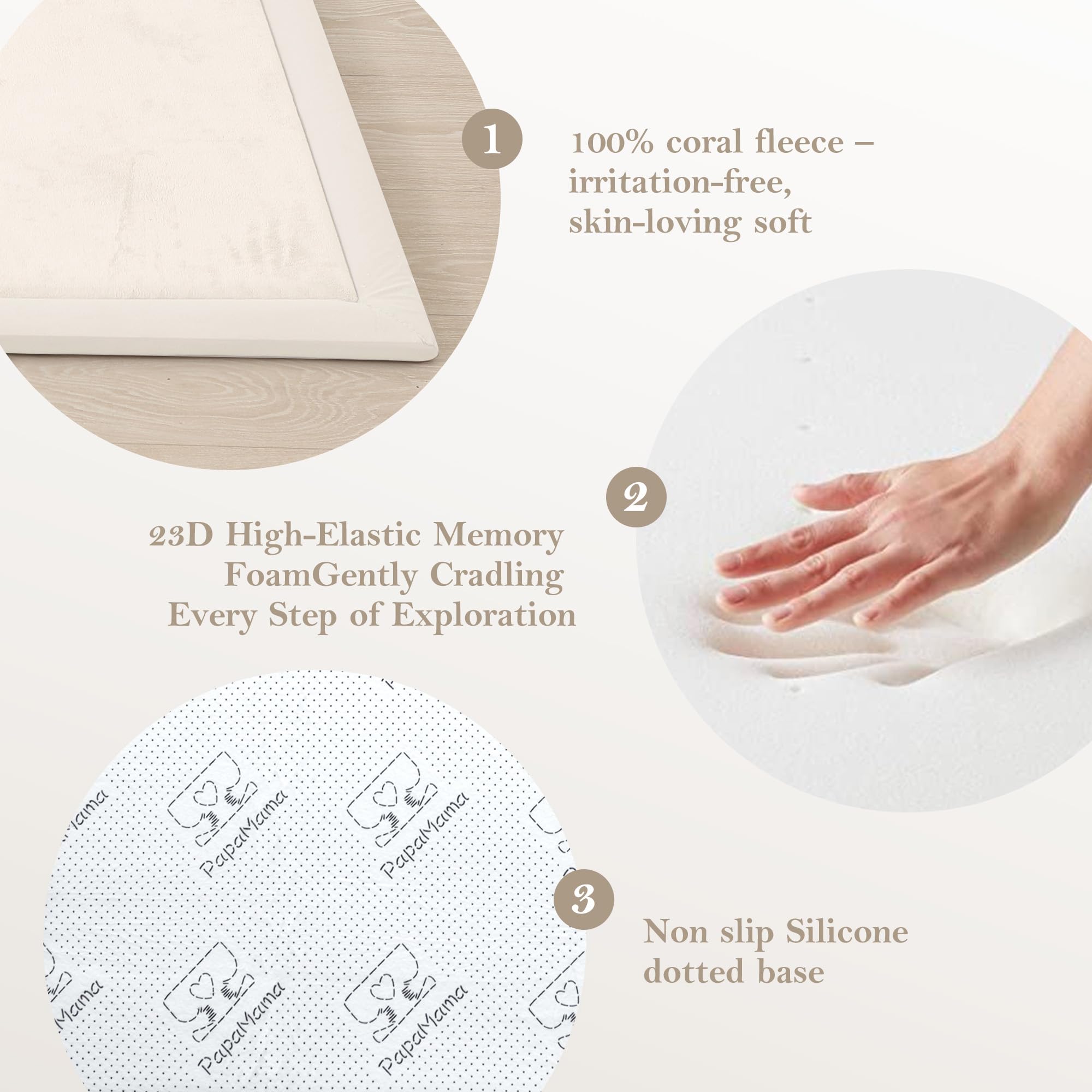 PapaMama non-slip backing keeps mat secure during active play.