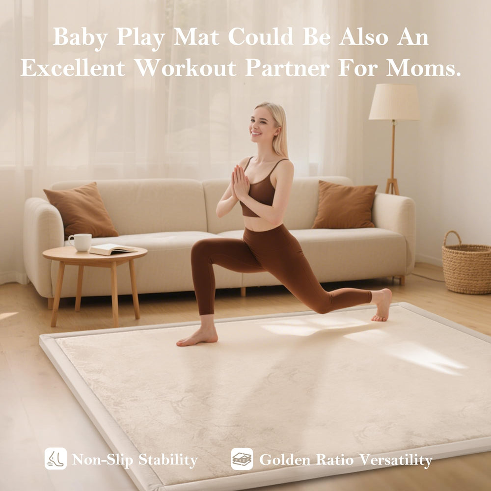 PapaMama tatami-yoga-style mat doubles as a calm floor surface for adults.