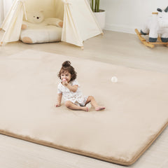 PaPaMat 1.3-inch thick baby floor play mat rolled out for cushioning during tummy time
