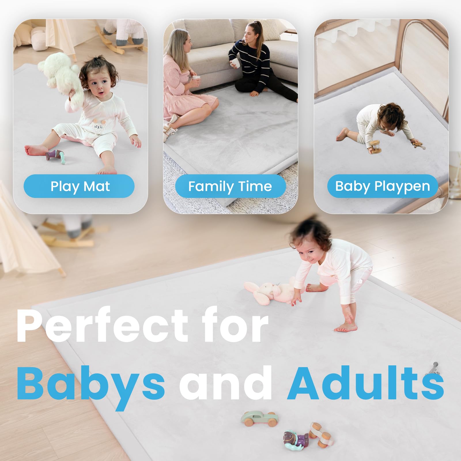 PaPaMat in nursery setup showing generous 28x72 inch play area.