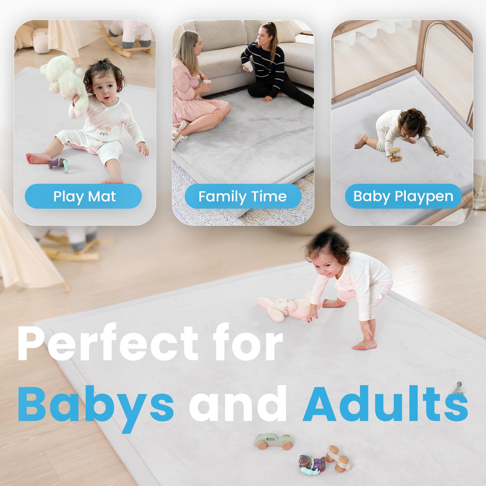 PaPaMat in nursery setup showing generous 28x72 inch play area.