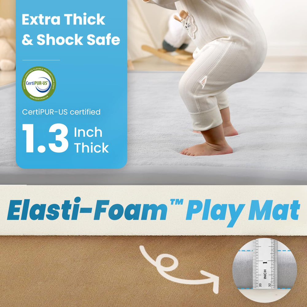 PaPaMat tummy-time use on the mat highlighting comfortable padding for early motor practice.